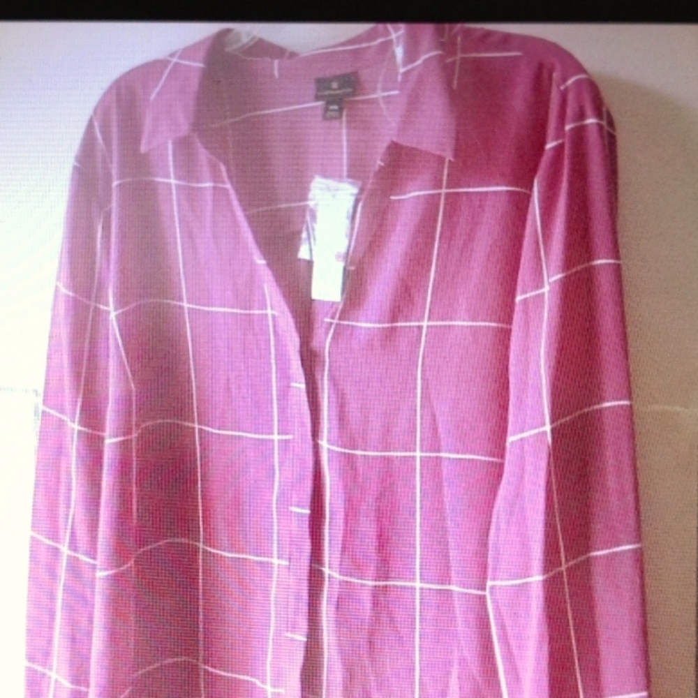 Worthington long sleeve button up pink blouse  NWT Size XXL $20.00